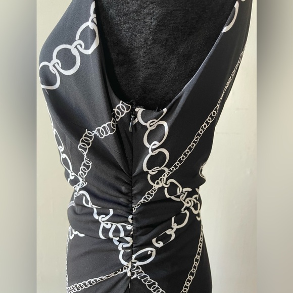 David Meister Black/White A-Symmetrical Chain Link Dress, size 10, like new - Picture 5 of 8